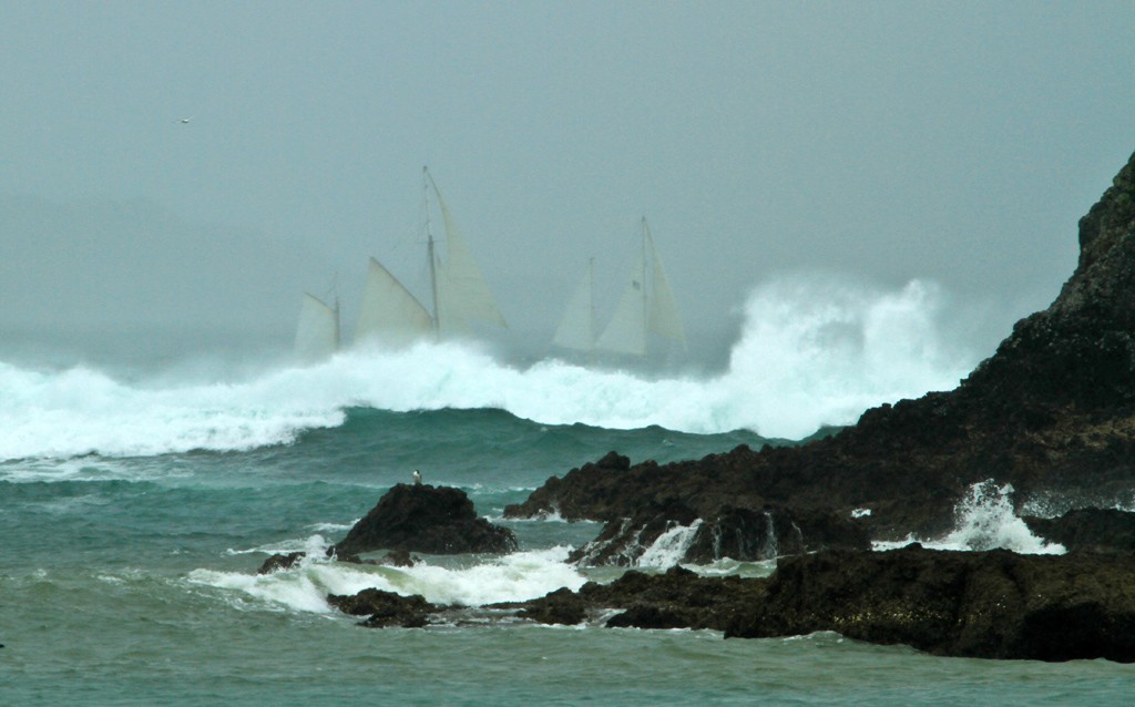 Spray of Gt Yarmouth follows - Tall Ships and Classic Invitational Race, Bay of Islands - 2012 © Steve Western www.kingfishercharters.co.nz